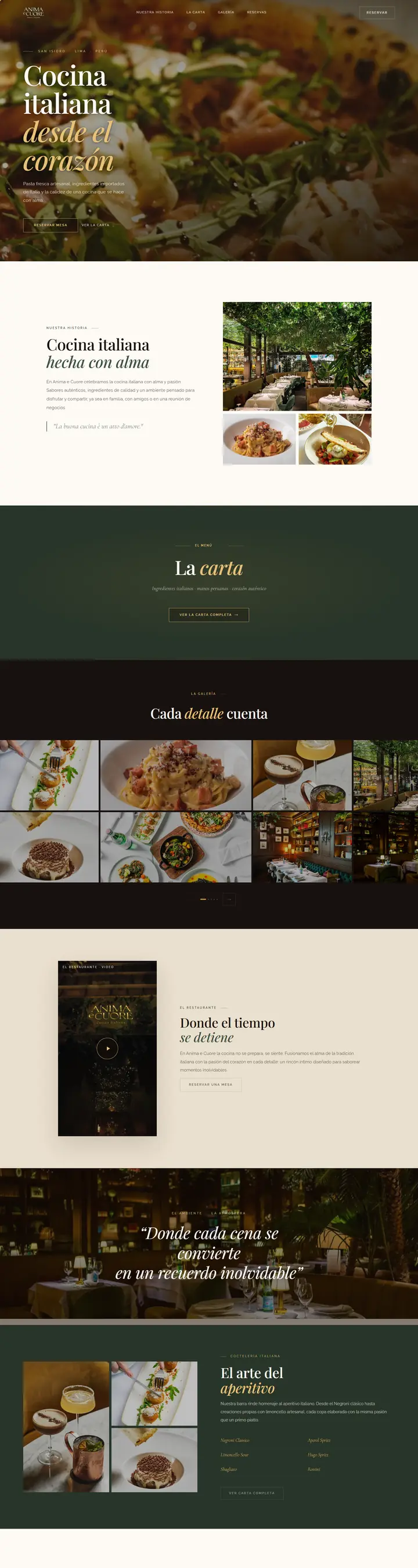 Web de Anima e Cuore en escritorio