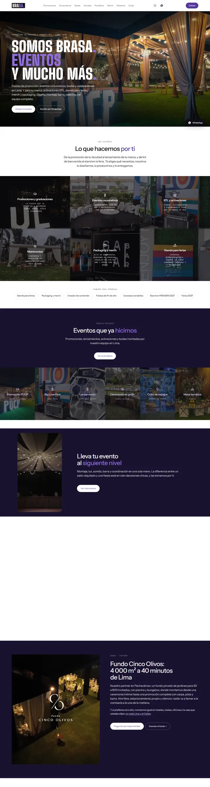 Web de Brasa Producciones en escritorio