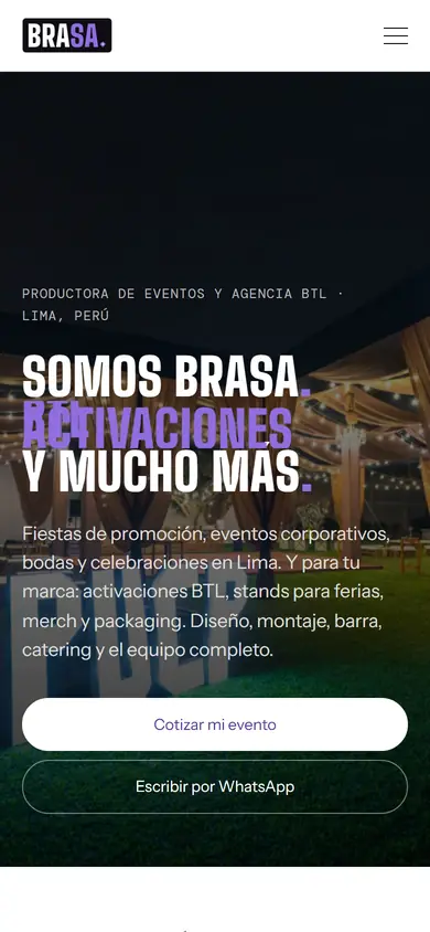 Web de Brasa Producciones en celular