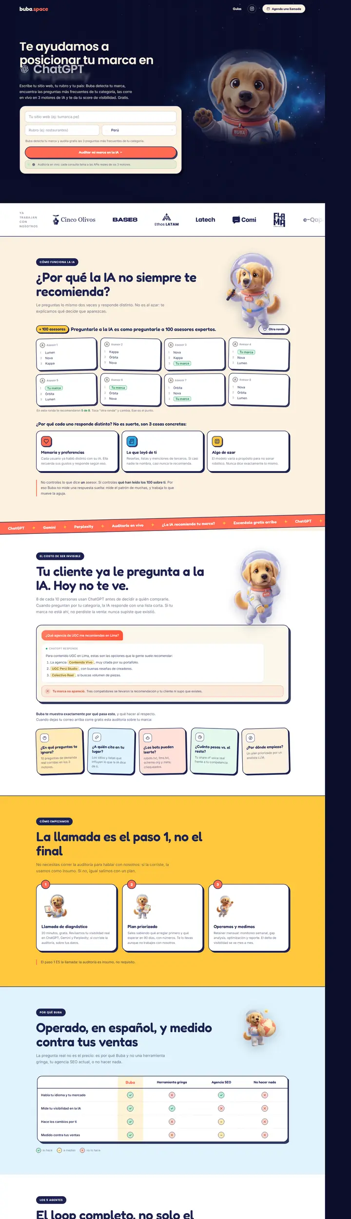 Web de Buba Space en escritorio