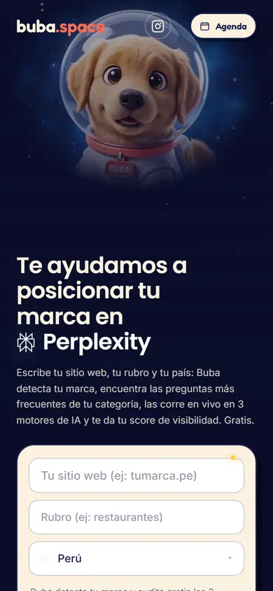 Web de Buba Space en celular