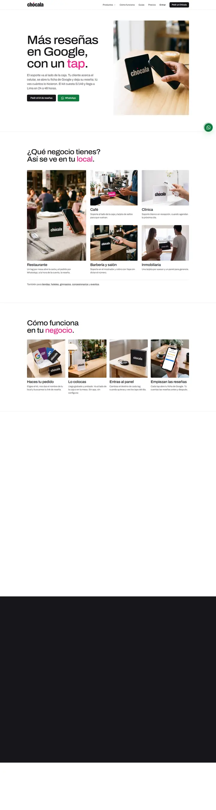 Web de Chócala en escritorio