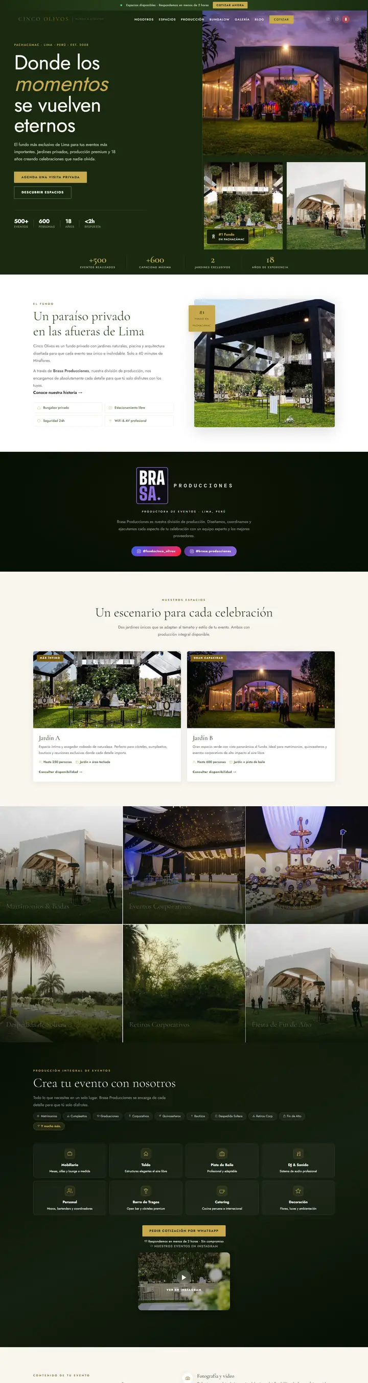 Web de Fundo Cinco Olivos en escritorio