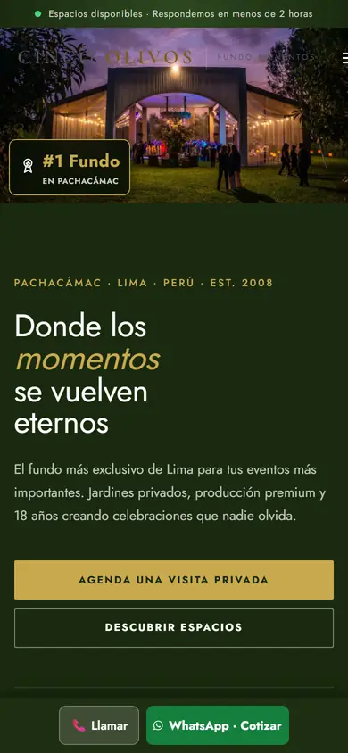 Web de Fundo Cinco Olivos en celular
