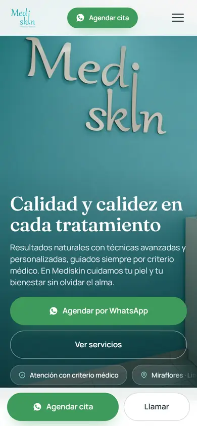Web de Mediskin en celular